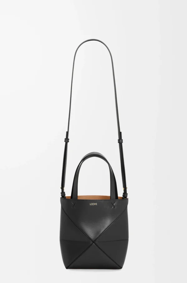 Mini Puzzle Fold tote in shiny calfskin