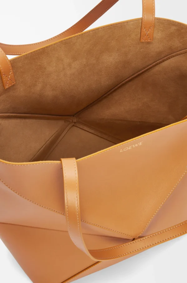 Medium Puzzle Fold tote in shiny calfskin