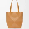 Medium Puzzle Fold tote in shiny calfskin