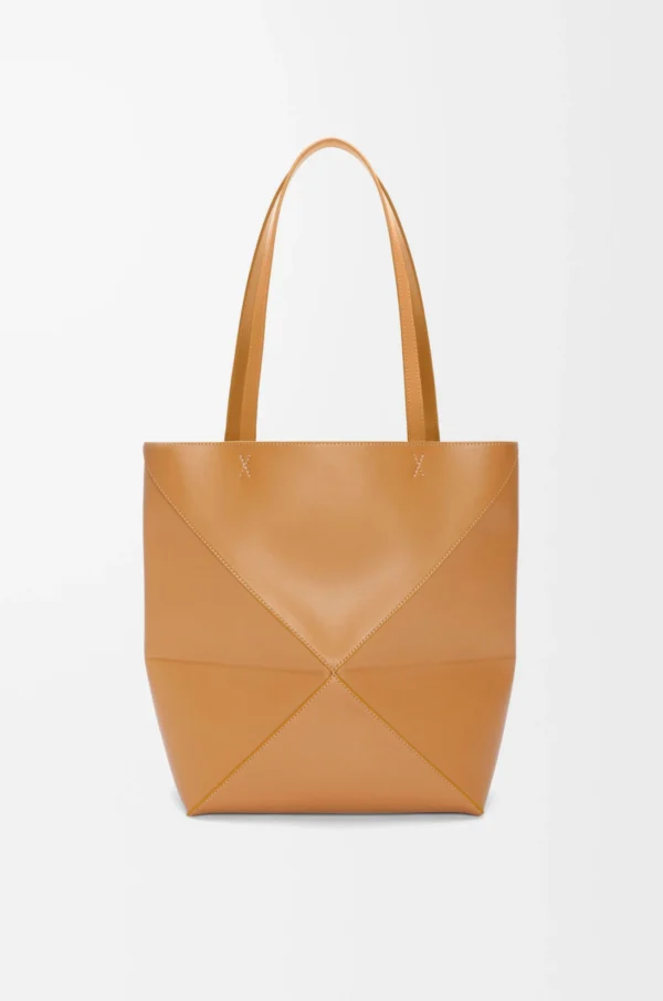 Medium Puzzle Fold tote in shiny calfskin