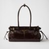 Prada Bonnie Medium Leather Handbag Dark brown