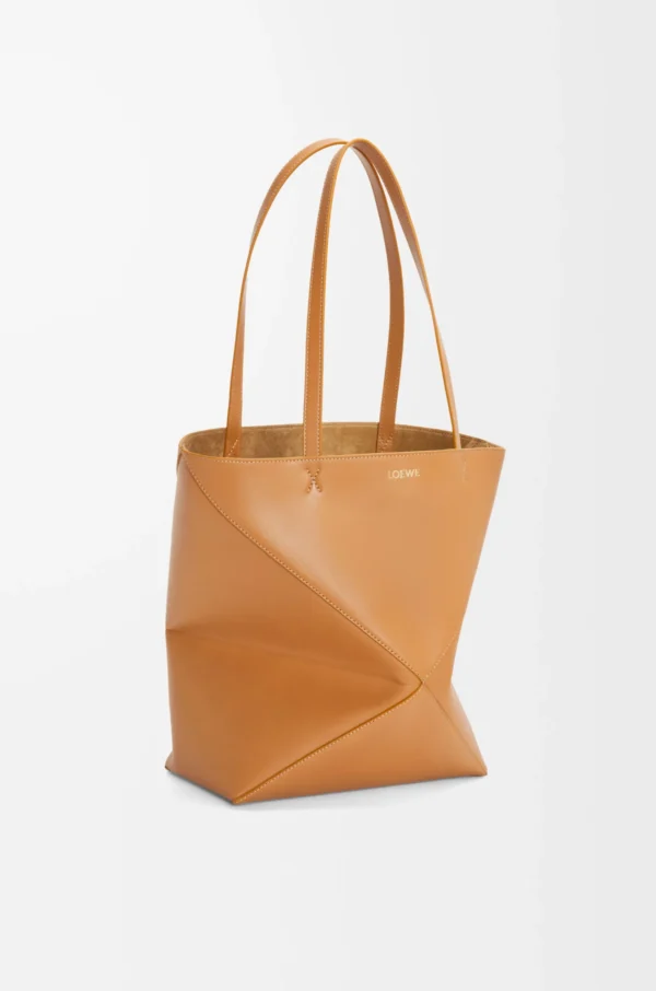 Medium Puzzle Fold tote in shiny calfskin