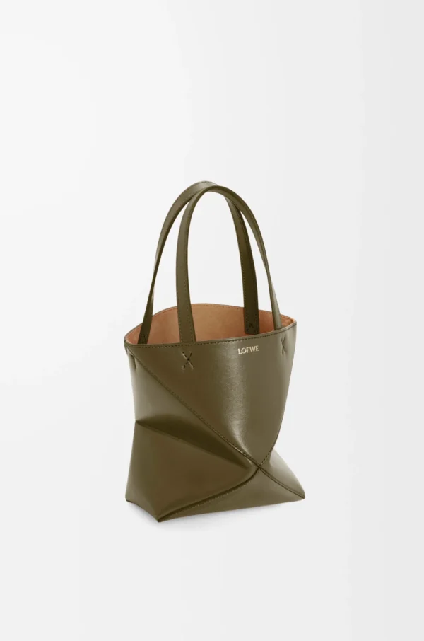 Mini Puzzle Fold tote in shiny calfskin