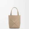 Mini Puzzle Fold tote in shiny calfskin