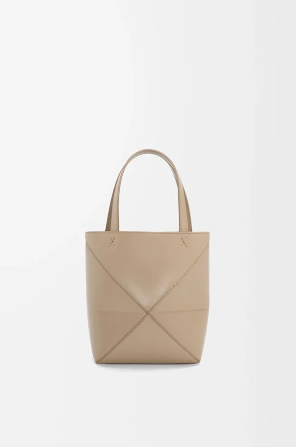 Mini Puzzle Fold tote in shiny calfskin