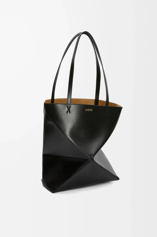 Medium Puzzle Fold tote in shiny calfskin