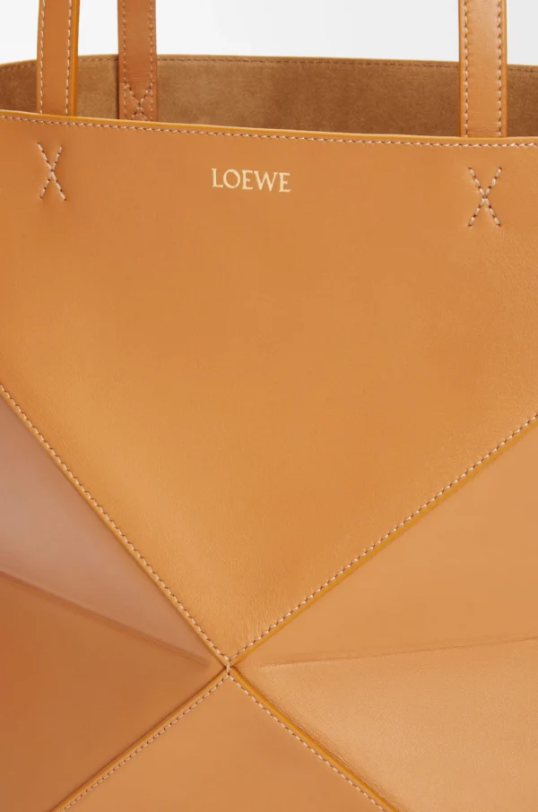 Medium Puzzle Fold tote in shiny calfskin