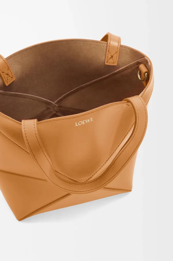 Mini Puzzle Fold tote in shiny calfskin