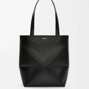 Medium Puzzle Fold tote in shiny calfskin