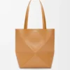 Medium Puzzle Fold tote in shiny calfskin