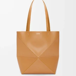 Medium Puzzle Fold tote in shiny calfskin