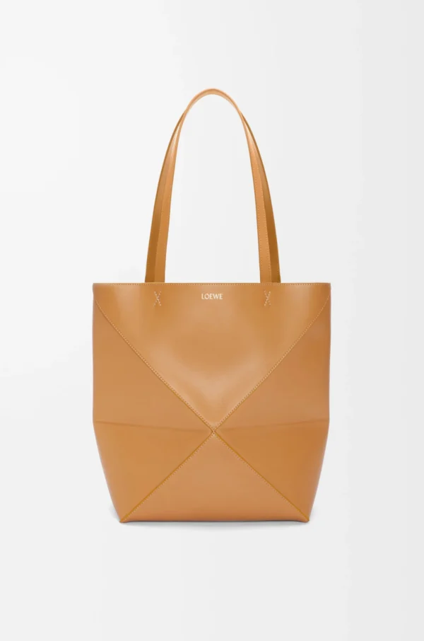 Medium Puzzle Fold tote in shiny calfskin