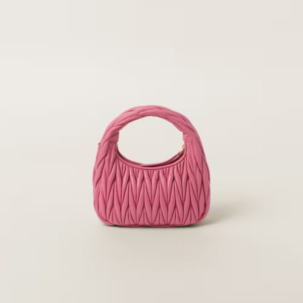 Wander Matelassé Soft Lamb Nappa Small Crescent Moon Bag Peach Blossom Pink