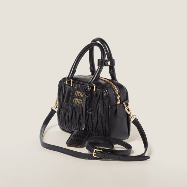 Arcadie Matelassé Soft Lamb Leather Handbag Black
