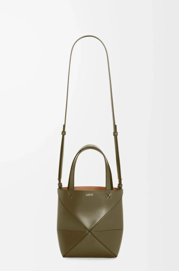 Mini Puzzle Fold tote in shiny calfskin