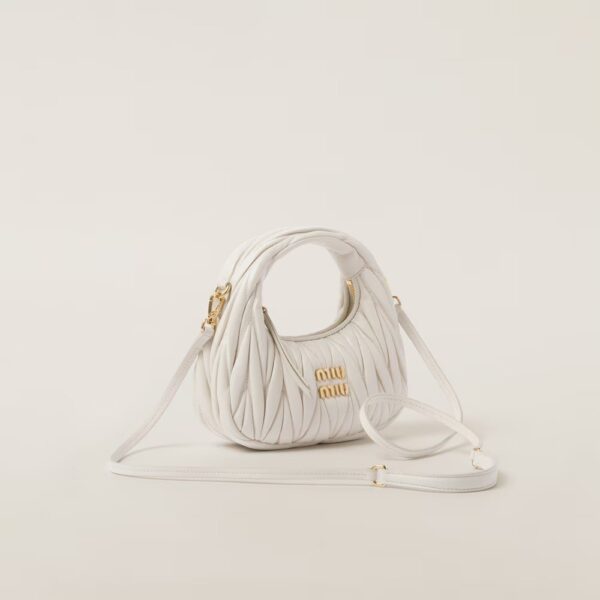 Wander Matelassé Mini Hobo Bag White