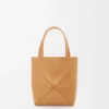 Mini Puzzle Fold tote in shiny calfskin