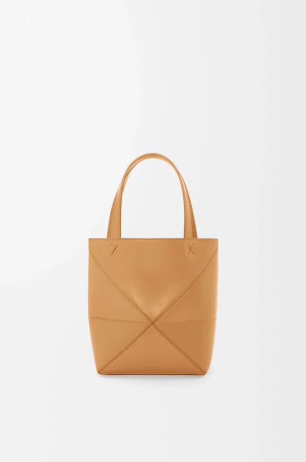 Mini Puzzle Fold tote in shiny calfskin