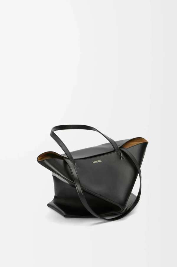 Medium Puzzle Fold tote in shiny calfskin
