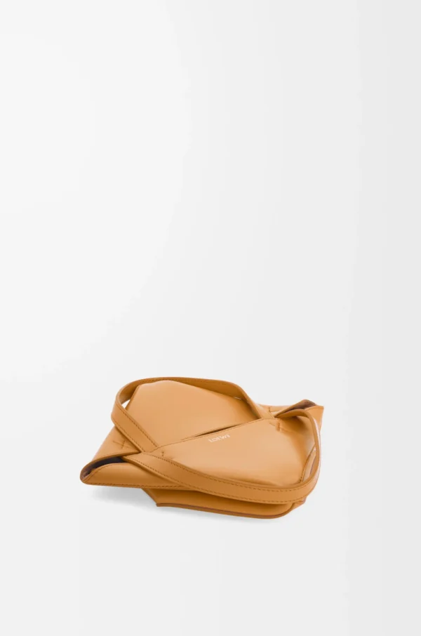 Mini Puzzle Fold tote in shiny calfskin