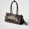 Prada Bonnie Medium Leather Handbag Dark brown