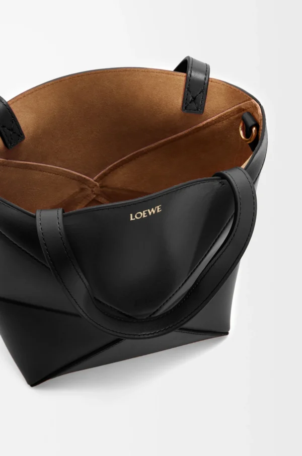 Mini Puzzle Fold tote in shiny calfskin