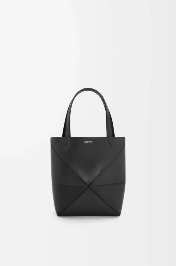 Mini Puzzle Fold tote in shiny calfskin
