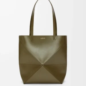 Medium Puzzle Fold tote in shiny calfskin