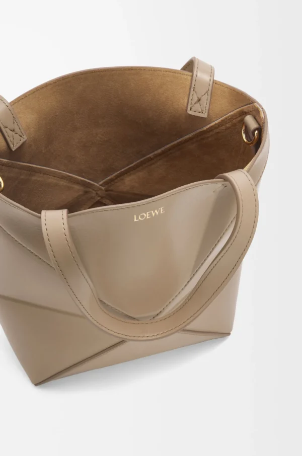 Mini Puzzle Fold tote in shiny calfskin