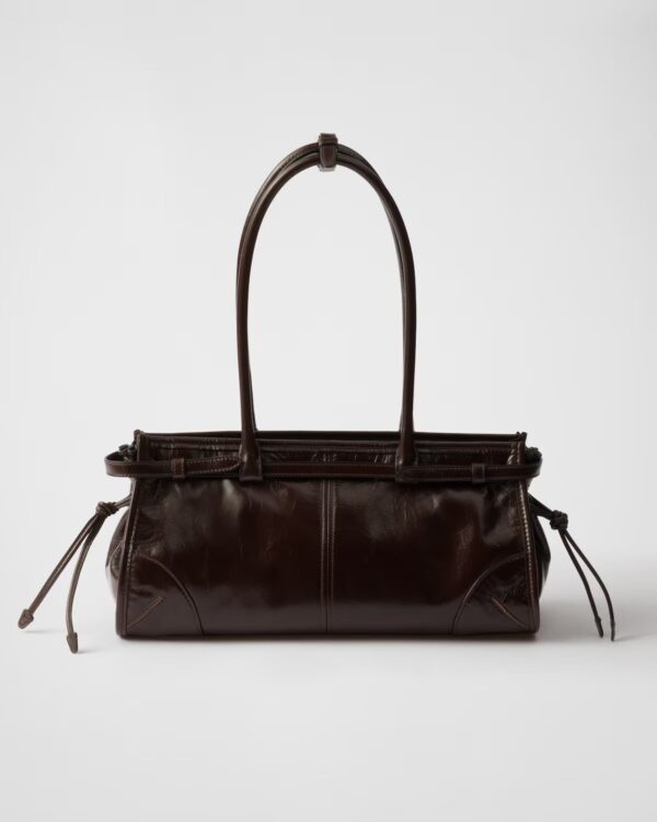 Prada Bonnie Medium Leather Handbag Dark brown