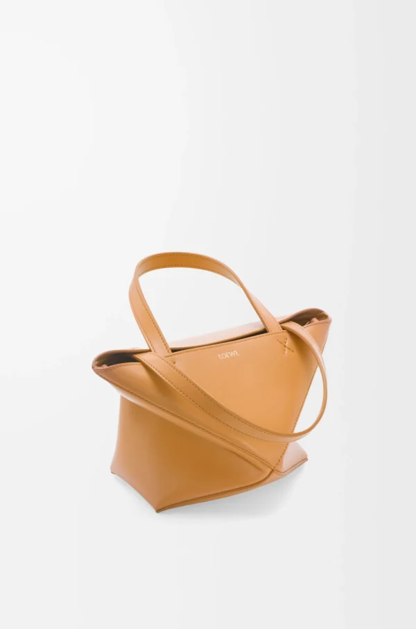 Mini Puzzle Fold tote in shiny calfskin