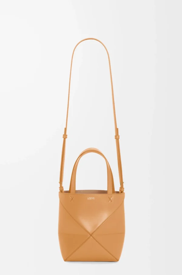 Mini Puzzle Fold tote in shiny calfskin