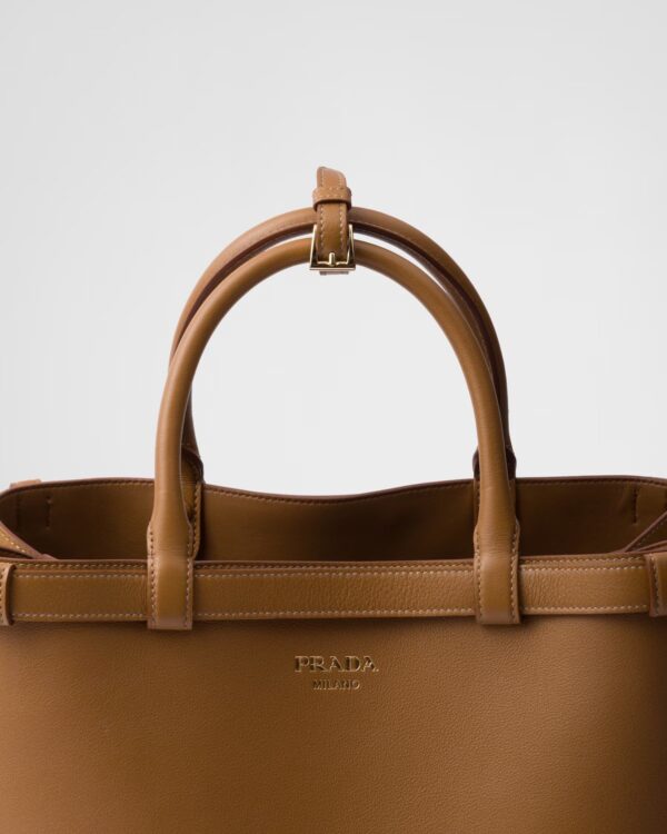 Prada Buckle Medium Leather Double-Belted Handbag