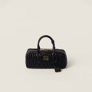 Arcadie Matelassé Large Soft Lamb Leather Handbag Black