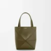 Mini Puzzle Fold tote in shiny calfskin