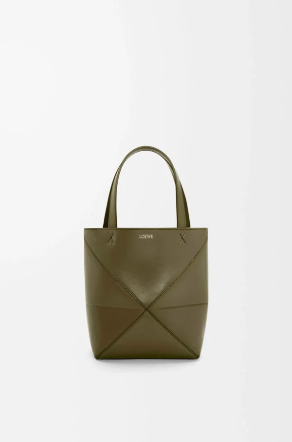 Mini Puzzle Fold tote in shiny calfskin
