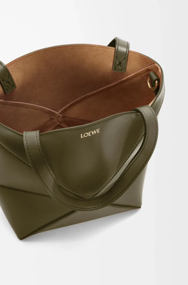 Mini Puzzle Fold tote in shiny calfskin