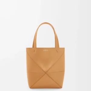 Mini Puzzle Fold tote in shiny calfskin