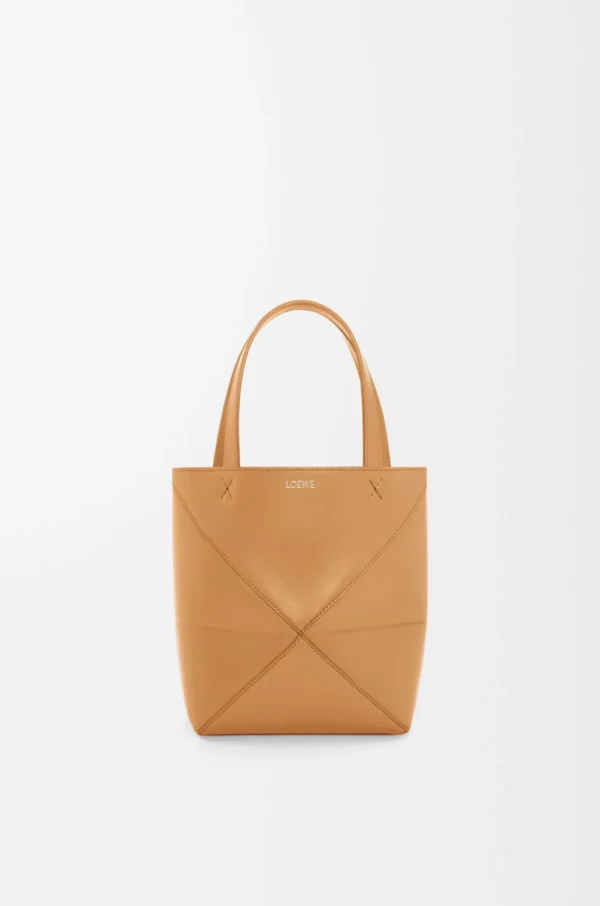 Mini Puzzle Fold tote in shiny calfskin