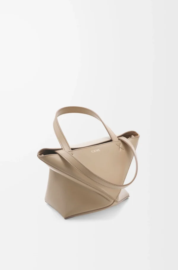 Mini Puzzle Fold tote in shiny calfskin