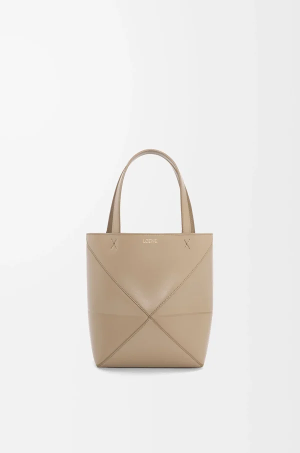 Mini Puzzle Fold tote in shiny calfskin