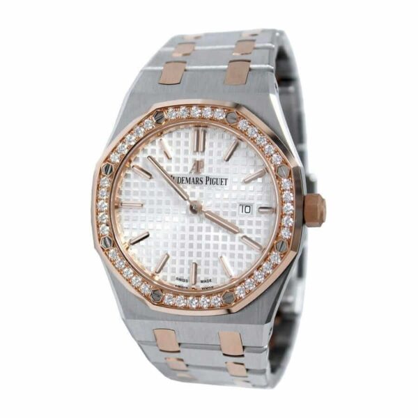 audemars-piguet-royal-oak-quartz-ladies-rose-gold-steel-silver-index-diamond-bezel-67651sr-zz-1261sr-01-replica-2.jpg AP Ladies Diamond Watch Replica
