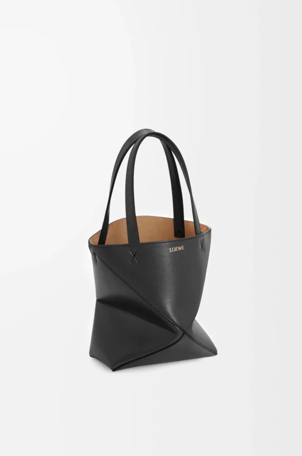 Mini Puzzle Fold tote in shiny calfskin