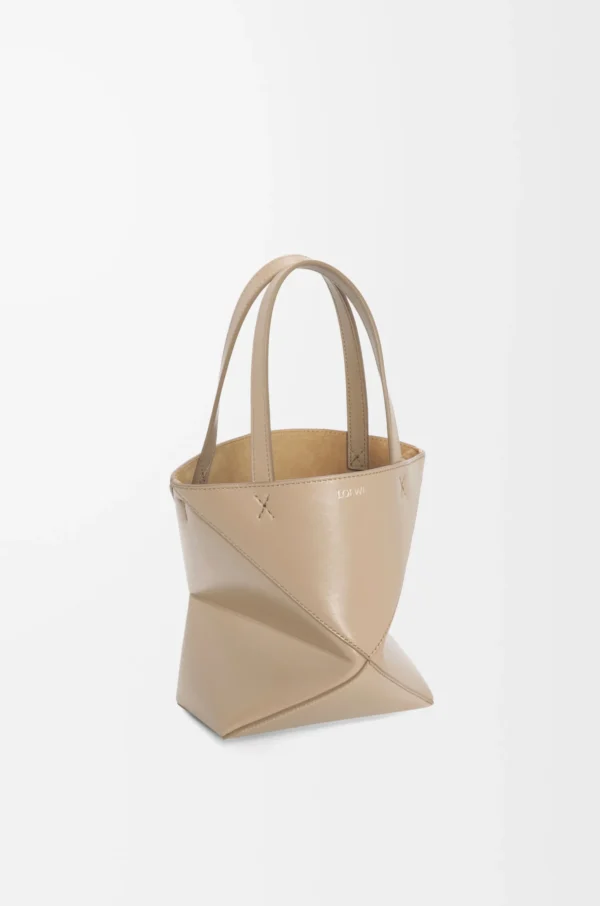 Mini Puzzle Fold tote in shiny calfskin