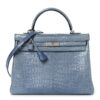 Matte Porosus Crocodile Kelly 35 Bleu Brighton
