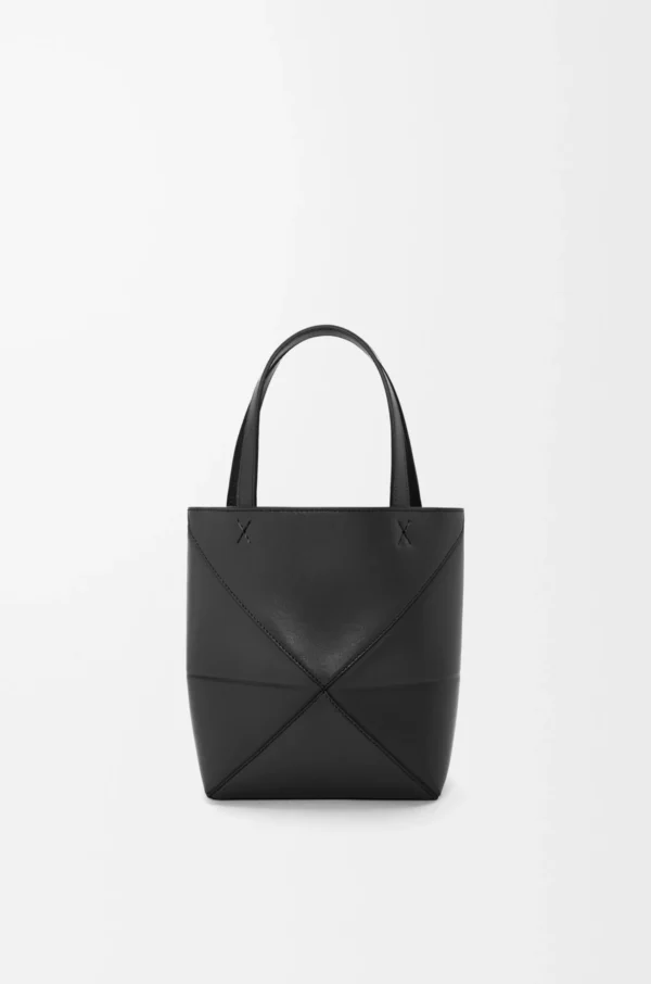 Mini Puzzle Fold tote in shiny calfskin