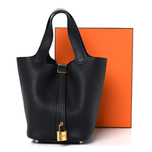 Taurillon Clemence Picotin Lock 18 PM Black