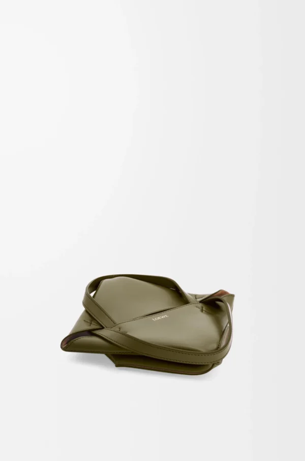 Mini Puzzle Fold tote in shiny calfskin