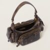 Soft Lamb Nappa Pocket Handbag Coffee Brown