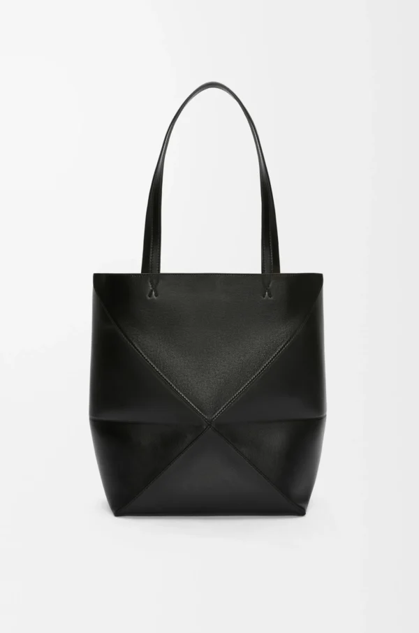 Medium Puzzle Fold tote in shiny calfskin